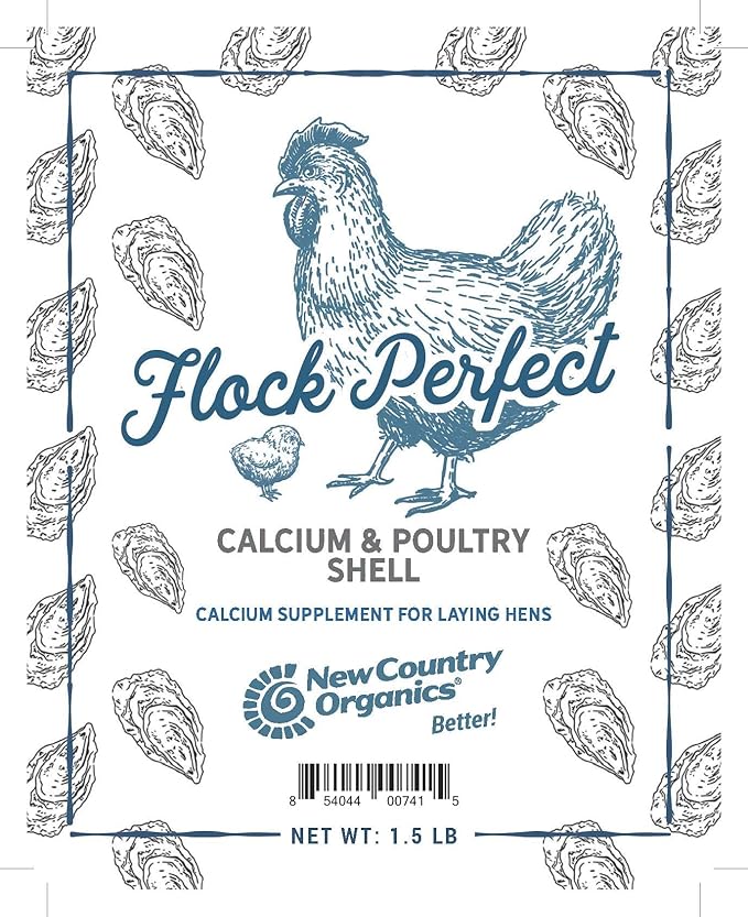 New Country Organics | Flock Perfect Calcium Poultry Shell to Strengthen Egg Shells in Laying Hens | 8 lbs