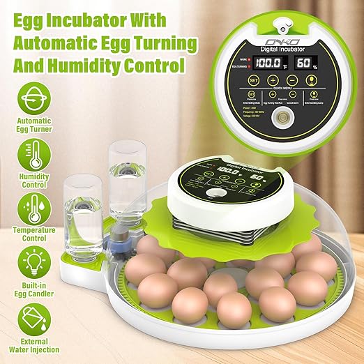 Egg Incubator with Automatic Egg Turning and Humidity Control, Chicken Incubators for Hatching Eggs, Holds 18 Eggs Encabulator for Chicken, Suitable for Hatching Chickens, Quails, Ducks,Parrots,Geese