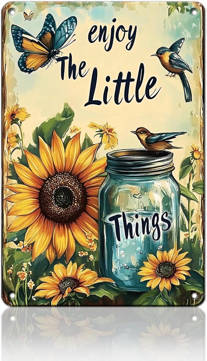 Flowers Vintage Tin Sig Flowers Metal Tin Sig Retro Sign for Home Bar Office Outdoor Wall Decor 12x16inch