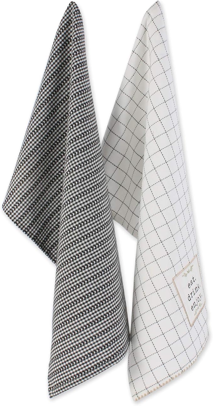 DII Home Sweet Farmhouse Kitchen Collection, Potholder/Oven Mitt/Dishtowel Set, Black, 4 Count