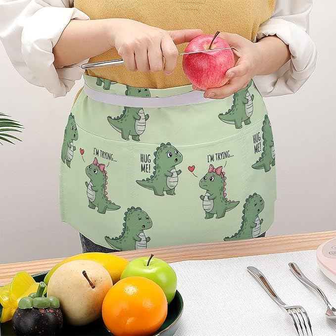 Half Apron with 3 Pockets Chef Cooking Kitchen Restaurant Aprons for Women Men