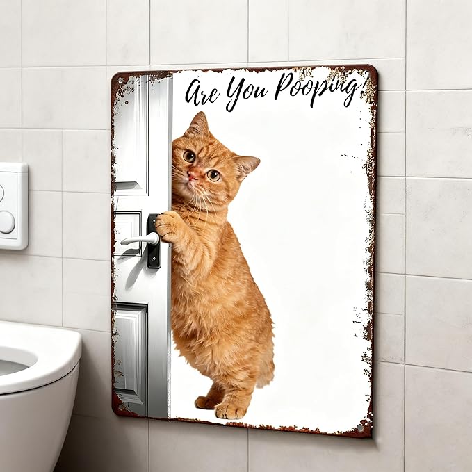 Custom Sign with Your Image,Funny Bathroom Wall Art with "Are You Pooping?"written on it,Western Interior Decoration Suitable for Quirky Enthusiasts,8x12 Inch