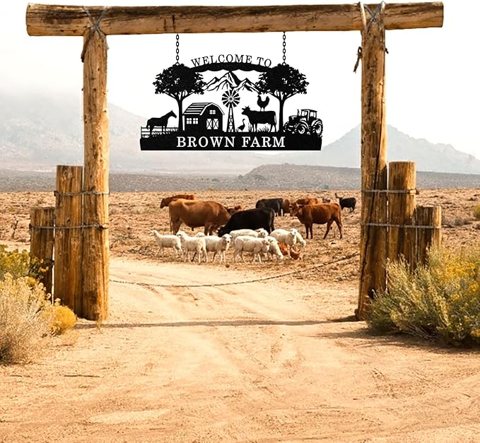 Personalized Farm Sign, Custom Farm Metal Signs Outdoor, Custom Ranch Sign, Customized Family Name Metal Signs for Farms, Ranch, Farmhouse, Welcome Signs Housewarming Rancher Gifts