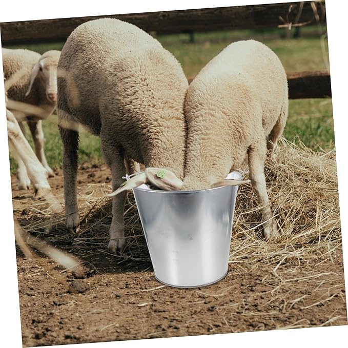 UPKOCH Large Metal Waste Bucket for Kitchen Waste Poultry Feeding Capacity Easy to Clean Handle Versatile Trash Container for Use