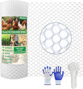 White Plastic Chicken Wire mesh 15.7IN x 33FT,Plastic Chicken Wire Fencing,Poultry Netting,Plastic mesh for Garden,Balcony Fence,Chicken Wire Frame for Crafts, Floral Mesh.with 100 Ties