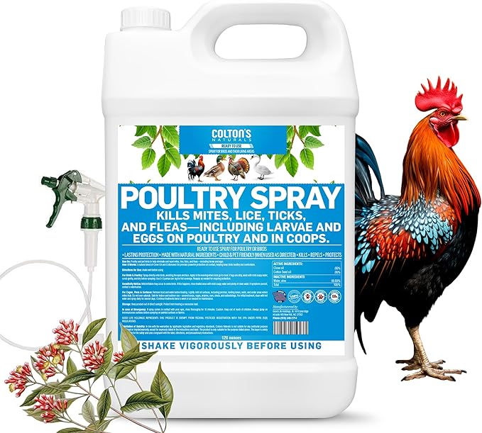 Colton’s Naturals Poultry Spray 1 Gallon – for Chickens – Helps with Mites, Lice, Fleas & Scaly Leg – Safe for Coops, Birds & Backyard Poultry