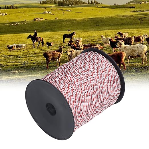 flexman 500M Portable Electric Fence Polywire, 6 Conductors Electric Fence Power Rope Wire, Electric Fence Accessories for Horses, Cows, Sheep, Dogs