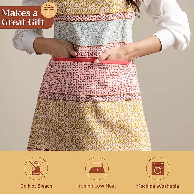 Maison d' Hermine 100% Cotton Apron for women with Pocket Kitchen Chef Apron for Men Cooking Easter Decorations