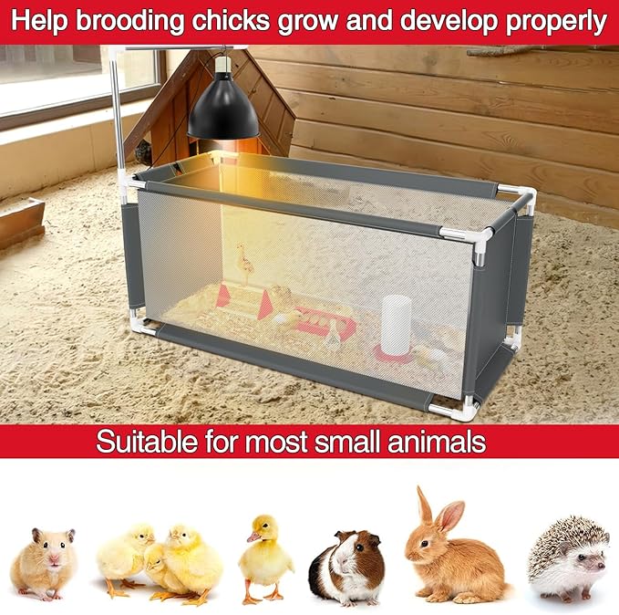 Chicken Brooder Box Starter Kit, 10.6 ft³ Indoor Brooder for Chicks, Ducklings & Quail, Stainless Steel Frame, Waterproof Oxford, 75W Heat Lamp, Feeder, Waterer & Perch, 47.2"x19.7"x19.7"