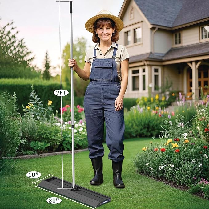 Lawn Leveling Rake 30x10 inch, Leve Lawn Tool with Stainless Steel, Lawn Leveler 27-80" Adjustable Handle, Yard Leveling Rake Heavy-Duty for Garden, Golf Course, and Farm