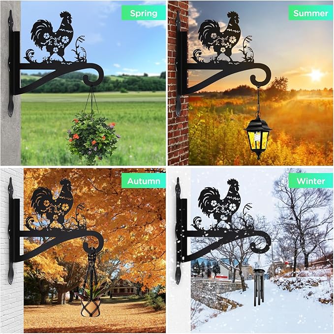 Plant Hanger Outdoor & Indoor, Chicken Decor Hanging Basket Hooks, Wall Hangers for Hanging Plant, Flower Basket, Bird Feeder, Lantern, Wind Chimes, Chicken Coop Accessories-Patio, Garden, Home Decor