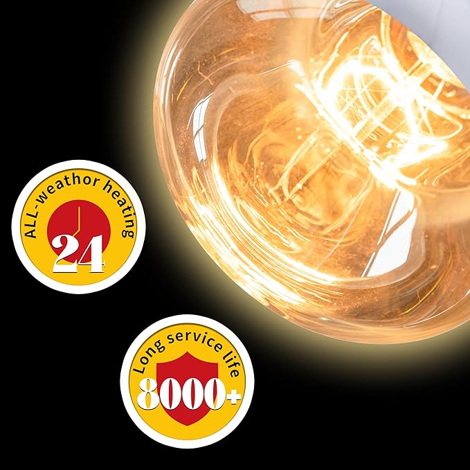 250 Watt Heat Lamp Bulbs, Clear Incandescent Heating Outdoor Light Bulb for Bathroom, Chickens, Chicks, Ceiling, Reptile, Food, Plants, Medium E26 Base - 2 Pack