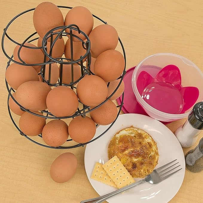 Southern Homewares Egg Skelter Deluxe Modern Spiraling Dispenser Rack - Black, Space-Saving, Durable Storage Solution for Eggs, One Size
