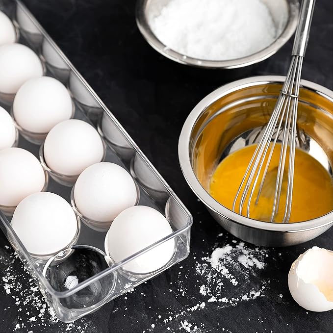 Egg Holder for Fridge 12 count 2 Pack Egg Container for Refrigerator Clear Stackable with Lid & Handles