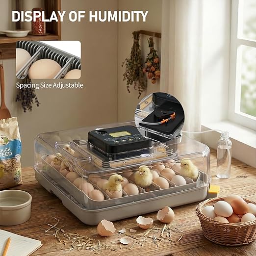 Winado Incubators for Hatching Eggs, 48 Egg Incubator with Automatic Egg Turning, Temperature & Humidity Control, Egg Candler, Automatic Water Filling and Day Counter for Eggs Hatching