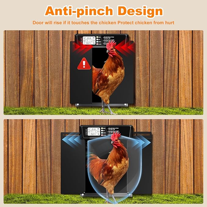 Extra Large Automatic Chicken Coop Door Solar Power,Anti-Pinch Horizontally Cold Weather Electric Chicken Door with Timer,Light Sensor,Aluminum Auto Chicken Door Opener with Remote Control