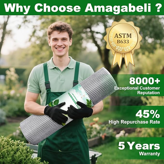 AMAGABELI GARDEN & HOME Hardware Cloth 1/4 inch 16inx20ft Galvanized After Welding 23 Gauge Square Chicken Wire Fence Mesh Roll Raised Garden Bed Plant Supports Poultry Netting Cage Snake Fence