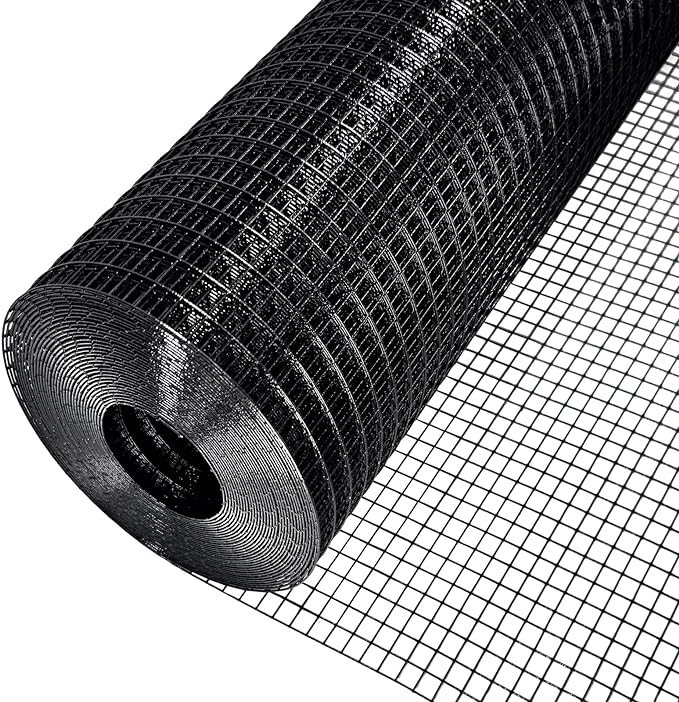 Black Hardware Cloth Roll 1/2 inch 24 inch x 100 Foot - Chicken Wire Fence Roll Garden Fence Mesh Wire Fence Welded Wire Fencing