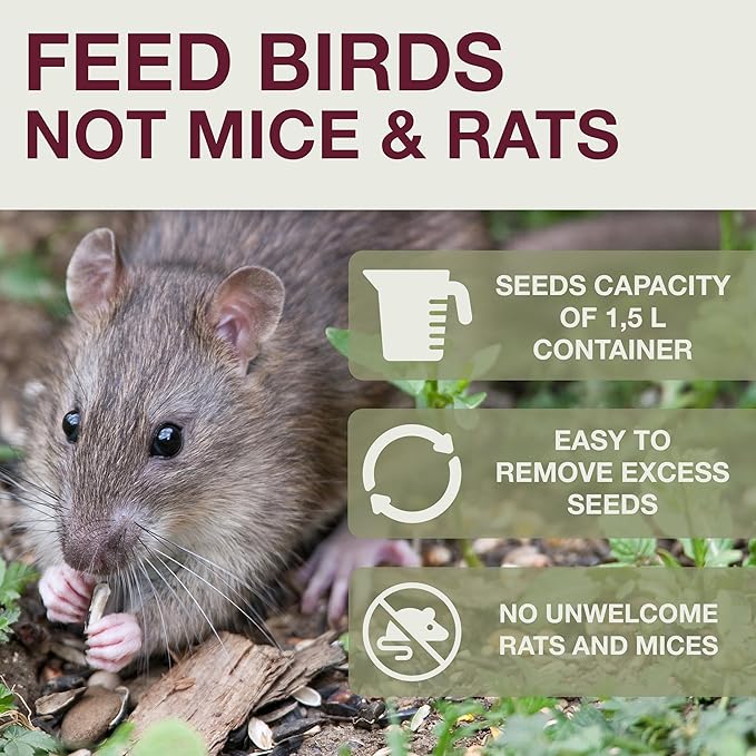 SWISSINNO Bird Feeders - No Mess Hanging Bird Feeder for Outdoors - Smart Birds Davos Spill Proof Wild Cardinal & Small Bird Feeder with Integrated Seed Catcher Tray - Dual Chamber - Light Grey