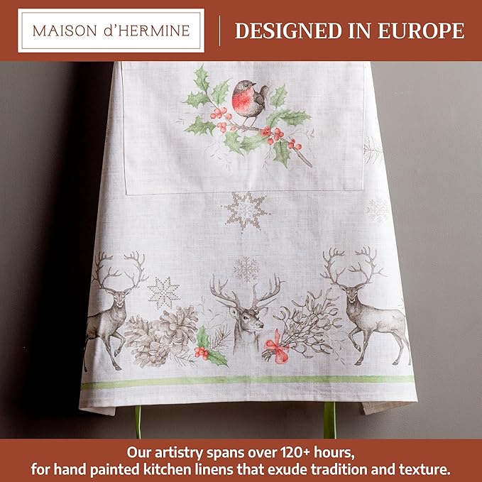 Maison d' Hermine 100% Cotton Apron for women with Pocket Kitchen Chef Apron for Men Cooking Easter Decorations