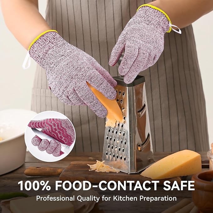 HandLove Cut Resistant Gloves, 100% Food Contact Safe, CE Level 5 Premium Protective Cutting Gloves