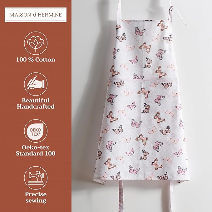 Maison d' Hermine 100% Cotton Apron for women with Pocket Kitchen Chef Apron for Men Cooking Easter Decorations