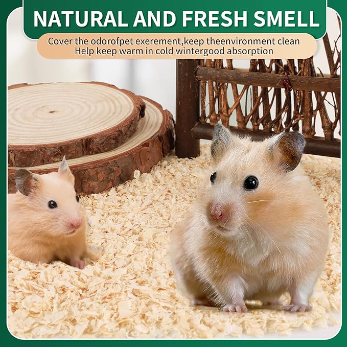 88oz Natural Aspen Wood Pet Bedding – Low Dust, Odor Control & Ultra Absorbent Shavings for Hamsters, Parrots, Guinea Pigs & Small Animals