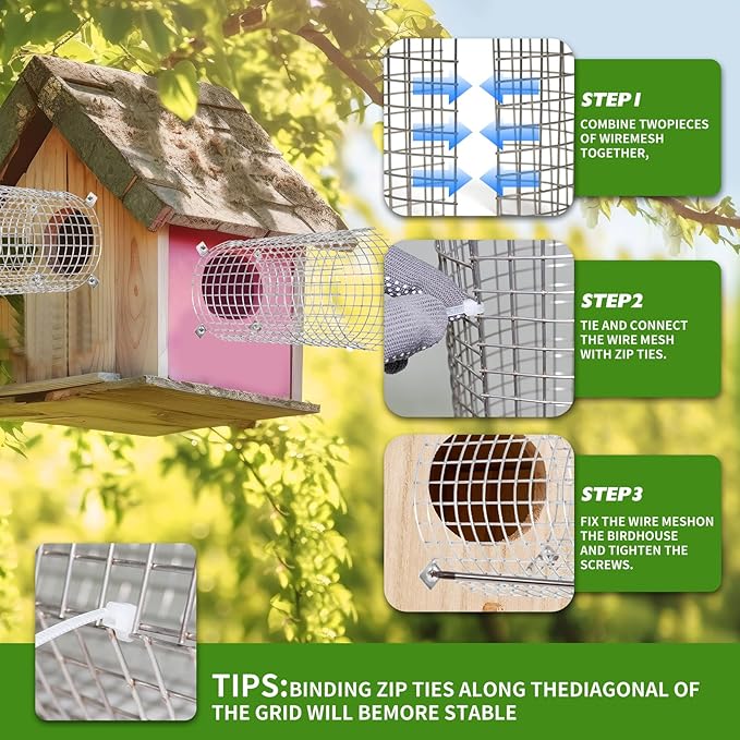 2Pack Bluebird House Predator Guards, Sparrow Guard for Bluebird House, Stainless Steel Bird House Hole Protector Accessories Entrance Guard(Round, 4.7 * 4.7 * 9 inches)