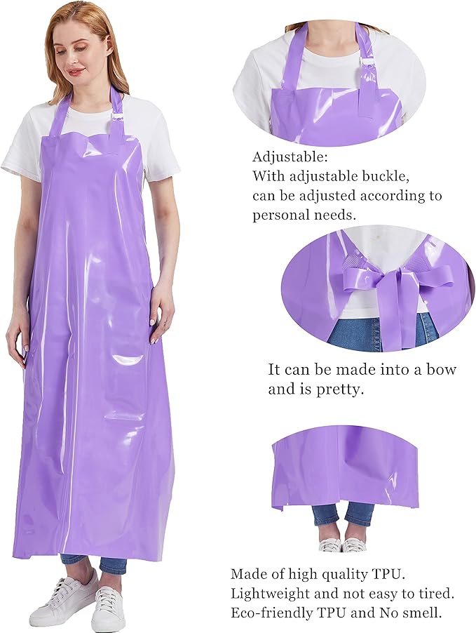 Nanxson TPU Waterproof Apron Lightweight Work Apron with Adjustable Buckle for Pet Bathing,Dishwashing,Butchers,Housework