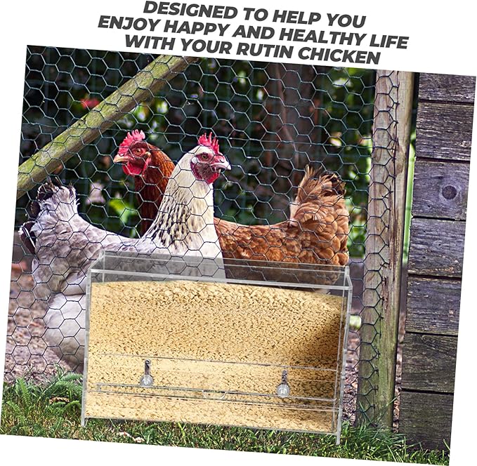 Rutin Chicken Food Container Automatic Feeder for Birds Chickens Multi-use Poultry Feeding Box Smooth Ramp
