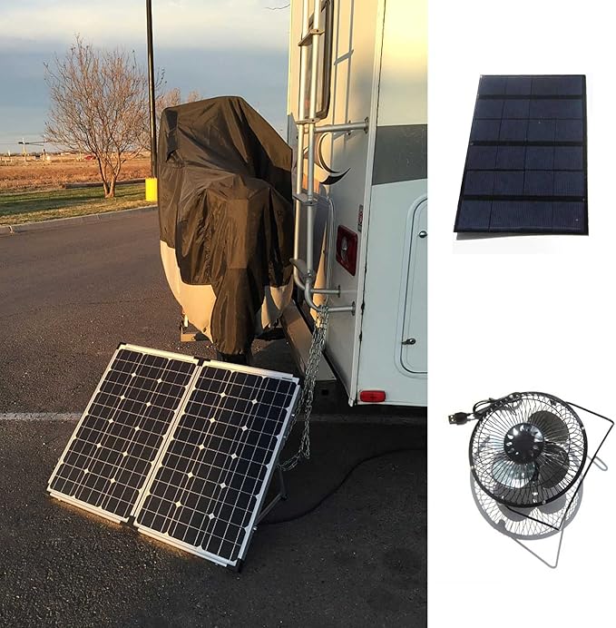 5w Solar Powered Exhaust Fan for Shed Fan Waterproof Solar Powered Fan Kit for Chicken Coop, Pet Houses, and Windows, Solar Fan for Greenhouse USB Solar Roof Fan Cool Stuff