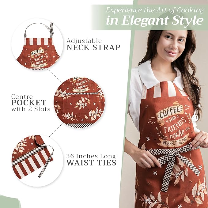 Maison d' Hermine 100% Cotton Apron for women with Pocket Kitchen Chef Apron for Men Cooking Easter Decorations
