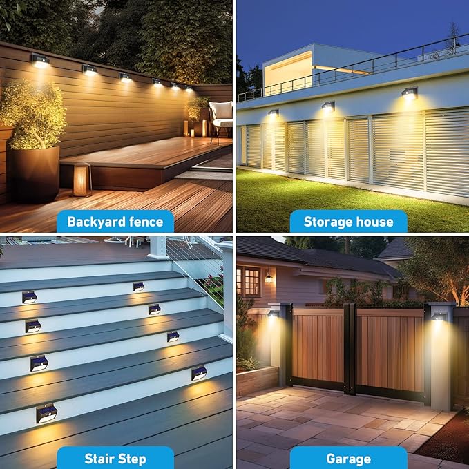 Peasur 16 Packs Solar Outdoor Lights Motion Sensor Solar Security Light Waterproof with 3 Lighting Modes Solar Powered Wall Lights Outside for Garden Fence Yard, Warm White