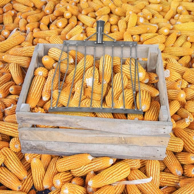 Yardwe Iron Corn Shovel Sieve Scoop for Maize Grain and Soil Sifting, Multi-Functional Farm and Garden Hand Tool Without Handle, Sturdy Iron Spade for Planting and Harvesting