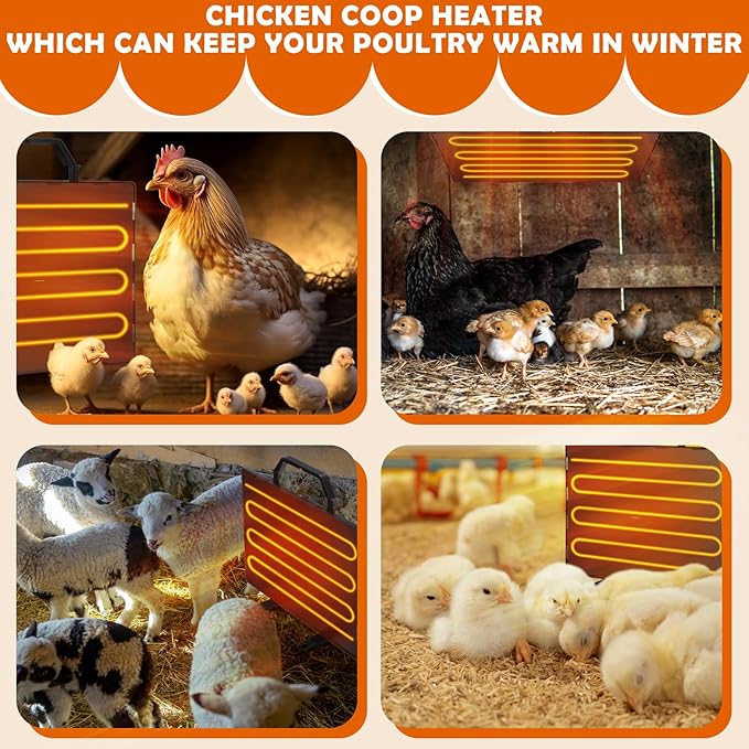 Chicken Coop Heater for Winter 15.7x11.8 Inch 160W Radiant Heat Panel Fire Proof Adjustable Temp Brooder Heat Plate for Chicken Kitten Puppy Pets Animals