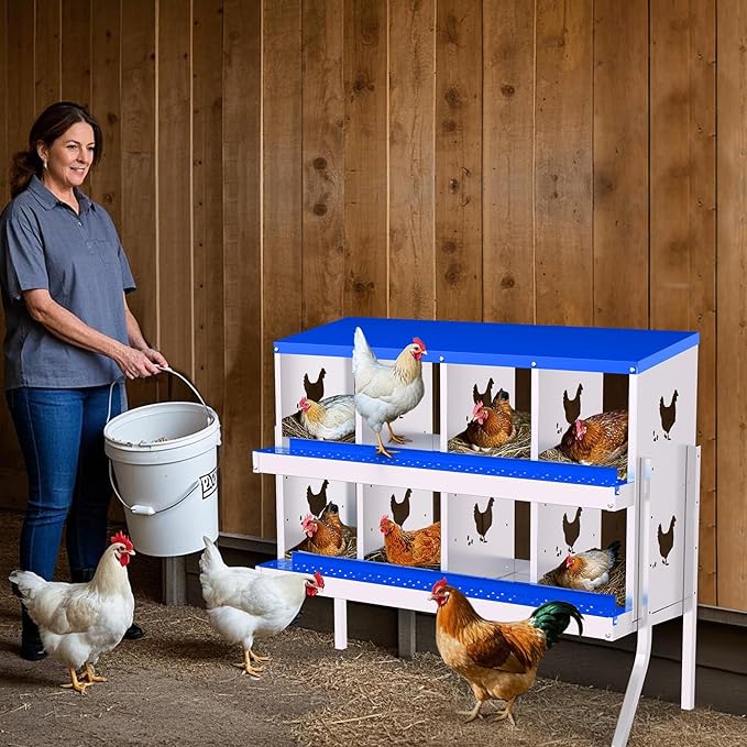 Nesting Boxes for Chickens - 8-Hole Premium Laying Boxes for Hens | Features Anti-Peck Design, Protecting Eggs & Space-Saving Style | Durable Nesting Box for Easy Egg Collection and Happy Hens