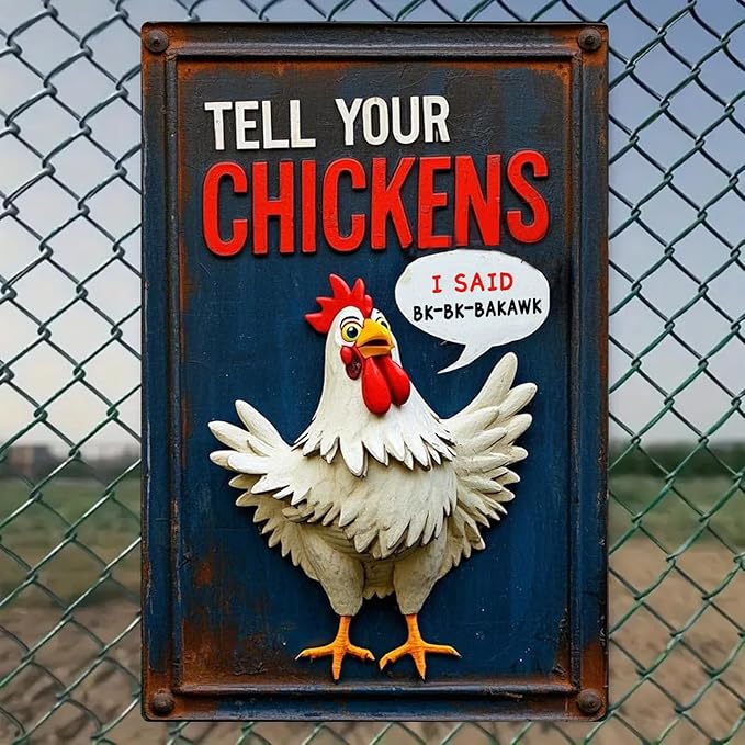 Chicken Retro Tin Sign Vintage Metal Poster Wall Art Chicken Decor for Coops Farms Yard Home Bar Cafe Garage or Office - Thoughtful Chicken Gift Idea