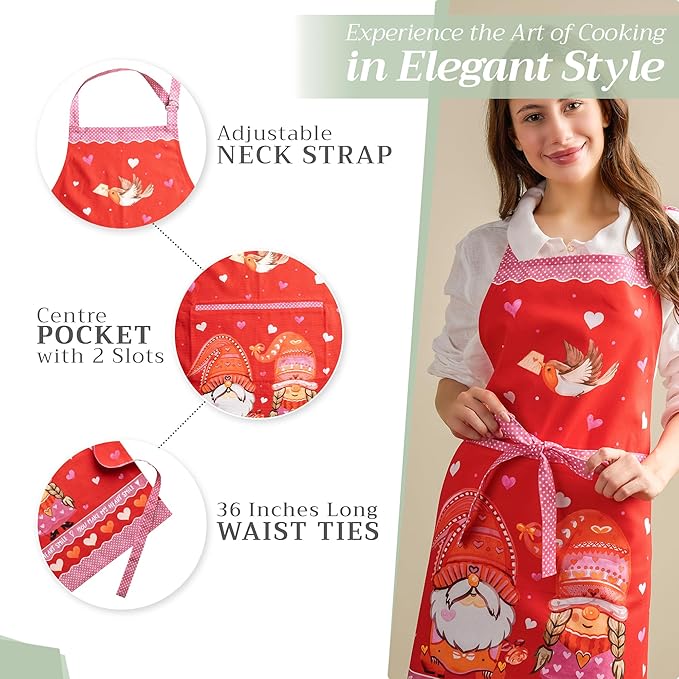 Maison d' Hermine 100% Cotton Apron for women with Pocket Kitchen Chef Apron for Men Cooking Easter Decorations