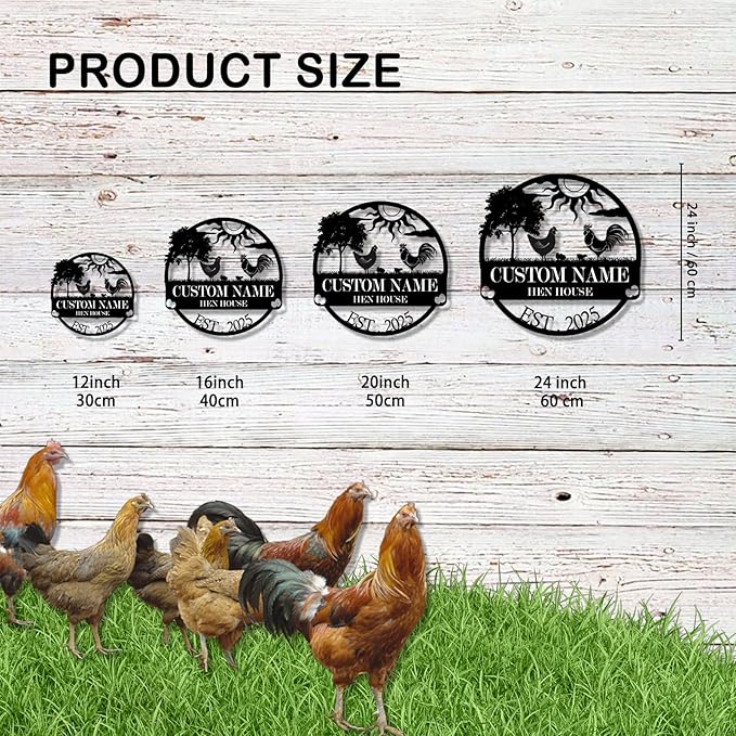 Custom Chicken Coop Metal Sign, Personalized Farmhouse Wall Decor, Vintage Fluffy Butt Hut Decor, Custom Name Sign for Farm, Gifts for Chicken Lovers