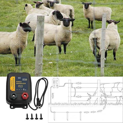 PE5 Electric Fence Energizer 0.20 Joule,20 Acres,Livestock Fence Chargers for Containing Pets and Preventing Wild Animals Intruding