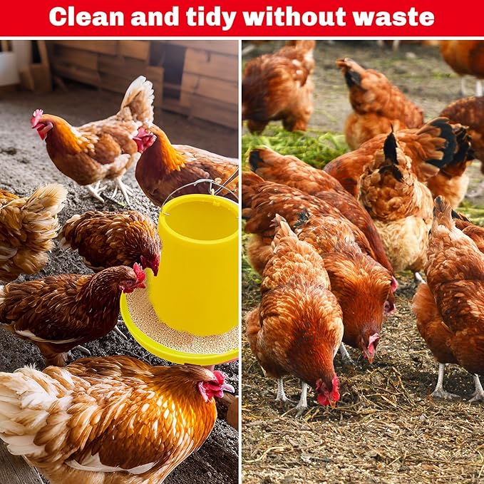 Shellwei 8 Pack 17.6 lb Hanging Chicken Feeders and Waterers Set Large Automatic Plastic Poultry Feed Dispensers for Ducks Geese Turkeys
