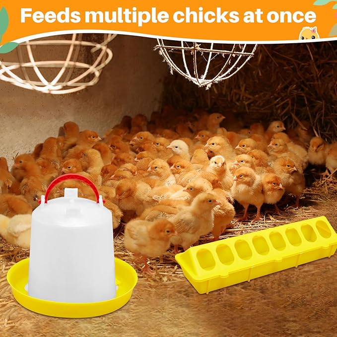 12 Pack Chicken Feeder and Waterer Set Bird Small Poultry Feeder Flip Top Bird Small Poultry Feeding for Pigeon Chick Drinker Duckling Quail Feeding Dispenser(1 L,Yellow)