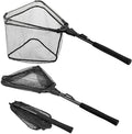 PLUSINNO Fishing Net Fish Floating Landing Net, Kayak Nets with Fixed Foldable Telescopic Pole Handle, Bass Trout Fishing Nets with Nylon Mesh for Pond Lake River, Fishing Gear Gifts for Men Anglers