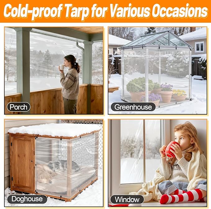 2pcs 4x10ft Chicken Coop Covers Accessories for Winter - Easy to Install Waterproof Chicken Run Tarp with Elastic Cords & Ropes