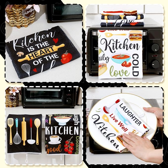 6 Pcs Funny Quotes Kitchen Towels Quotes Dish Towels Christian Farmhouse Vintage Hand Cloths Baking Mom Gifts for Cooking Lovers Spring Easter Bathroom Decor Housewarming Gift