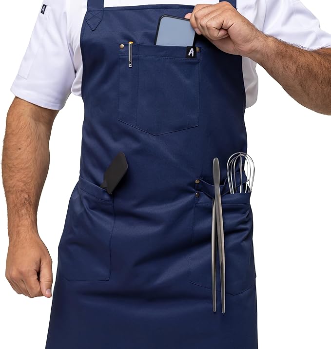 Aquasafe Water-Repellent Cross-Back Bib Apron - Unisex One Size