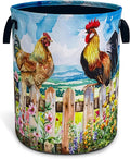 Chicken Laundry Basket Farm Animal Oxford Cloth Laundry Hamper Funny With Handle Foldable Portable Clothes Storage Basket 18.9 X 16.5 In Storage Bag For Laundry Room/Bathroom/Bedroom/Dormitories