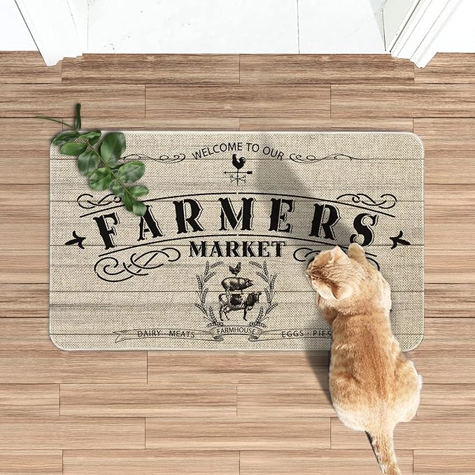 Roszwtit Farmhouse Kitchen Rugs and Mats, Farmhouse Door Mat, Seasonal Washable Non-Slip Floor Mats for Home Kitchen Decor 30x17 Inch