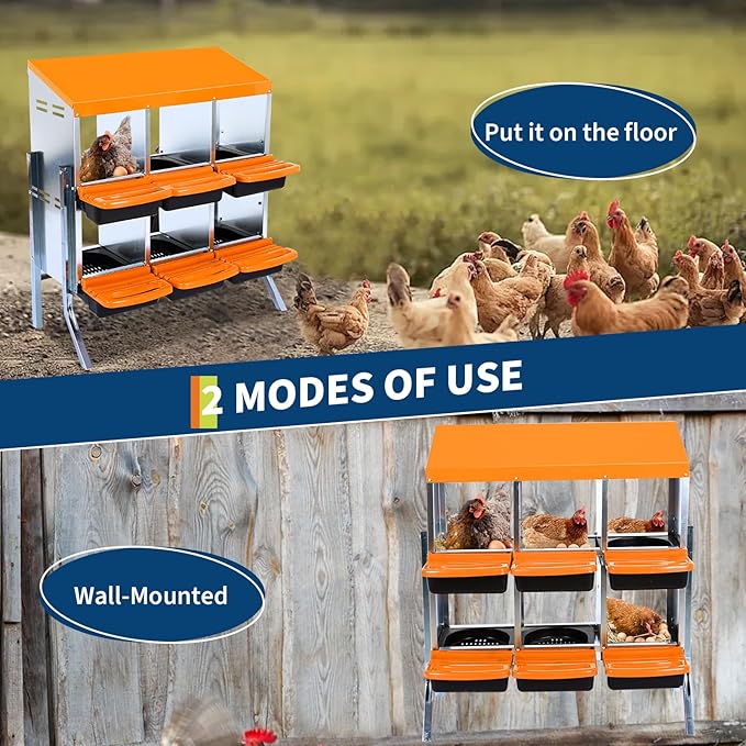 Chicken Nesting Box,Chicken Laying Boxes with 3 Compartment Metal Stainless Steel,Chickens Egg Laying Nest Boxes with Stand & Rollout Egg Collection,Chicken Brooder Box with Perch