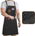 RUVANTI Work Apron for Men, Oil & Water Repellent, Poly Cotton Cross Back Aprons for Women with Pockets, Adjustable up to XXL